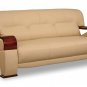 Elegant Leather '706' Sofa in Warm Beige Color