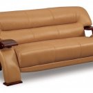 Leather Sofa 2033 Exquisite Curvy Wood and Tan