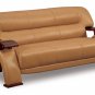 Leather Sofa 2033 Exquisite Curvy Wood and Tan
