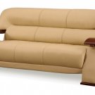 Leather Sofa 2033 Exquisite Curvy Wood and Cappuccino