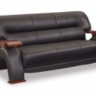Leather Sofa 2033 Exquisite Curvy Wood and Black