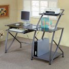 Home Office Work Station Desk Functional Modular Design Metal & Glass