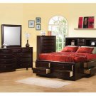 Storage Bed Phoenix With Bookcase Headboard Cappuccino Finish Queen Size