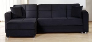 Sectional Sofa Bed Elegant Black Microfiber !SUPER SALE!