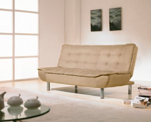 Sofa Bed Bermuda Modern Click-Clack Mechanism With Tan Microfiber Cover