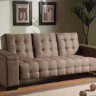 Sofa Bed Tan Microfiber 300146