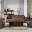 Sofa Bed Miami 3pc Set in Brown Microfiber (sofa, loveseat and chair)