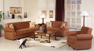 Sofa Set Elita Brown Microfiber 3pc