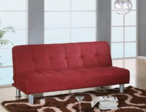 Sofa Bed Jason Burgandy Microfiber