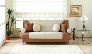 Sofa Bed Best in Beiege/Brown Microfiber