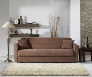 Sofa Bed Miami In Brown Microfiber