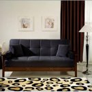 Sofa Bed Vera Mission Style in Black Microfiber