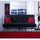 Sofa Bed Slim Black Microfiber