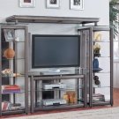 TV Stand 4pc Modern Contemporary Style Gray Finish Metal Entertainment Center