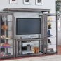 TV Stand 4pc Modern Contemporary Style Gray Finish Metal Entertainment Center