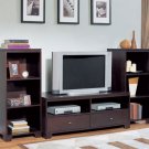 TV Stand Cappuccino Plasma LCD w/Drawers 3pc Set