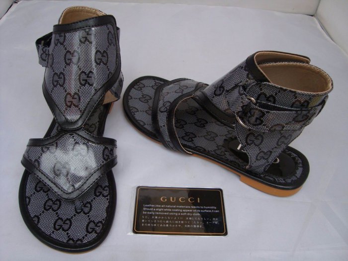100%Gucci Authentic Gladiator Ankle Bootie Sandals - Black - Size 8