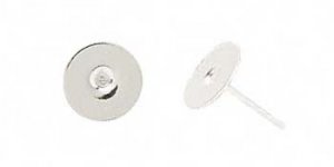 100 Silver Plated Flat Pad Earstuds 8mm. Finding