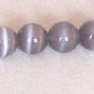 2 Strands Grey Fiber Optic Cat's Eye Beads, 4mm Round