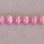 2 Strands Pink Fiber Optic Cat's Eye Beads, 4mm Round