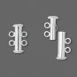 Silver Plated Brass Slide Lock Clasps, 2-str, Pk of 4