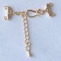 5 Gold Plated Hook Clasps with Extender Chain, 2 str