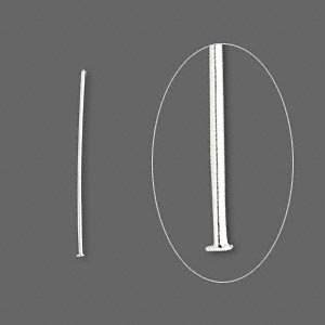 Thin 100 x 1 inch Silver Plated Head Pins.