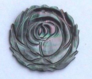 2 Black-lip shell Pendant beads, rose, 30mm, Top drilled