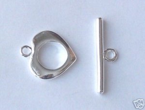 10 Silver Plated Over Brass Toggle Clasps.  Dkm04s