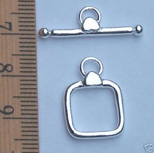 10 Silver Plated Over Brass Toggle Clasps.  Dk42s