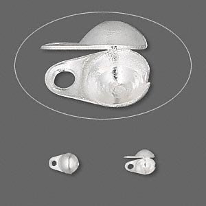 100 Silver Plated Double Loop Side Calottes 6.5x4.5mm