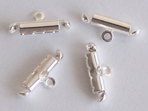 100 Silver Plated Cord Ends with Loop, 10x3mm Tube.