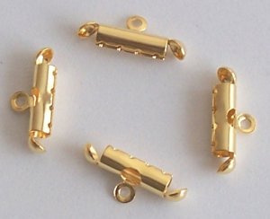 100 Gold Plated Cord Ends with Loop, 10x3mm Tube.