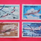 Turkish Postage Stamps 4 airplane in the air subject depicted collectible vintage Stamped