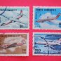 Turkish Postage Stamps 4 airplane in the air subject depicted collectible vintage Stamped