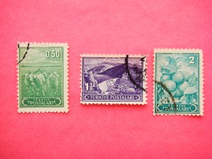 Turkish Postage Stamps 3 different subjects depicted in various colors collectible vintage Stamped