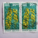 Indian Postage Stamp with Amaltaas Golden Shower Tree Cassia Fistula on it