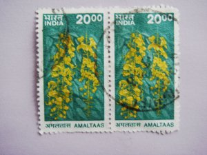 Indian Postage Stamp with Amaltaas Golden Shower Tree Cassia Fistula on it