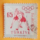 Turkish Postage Stamp honoring the 7 medals won by Turkish wrestlers in 1956 Melbourne Olympics