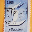 Vintage Turkish Postage Stamp bird image in blue collectible Stamped