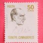 50 kurus Turkish Postage Stamp in white with Mustafa Kemal Ataturk on it
