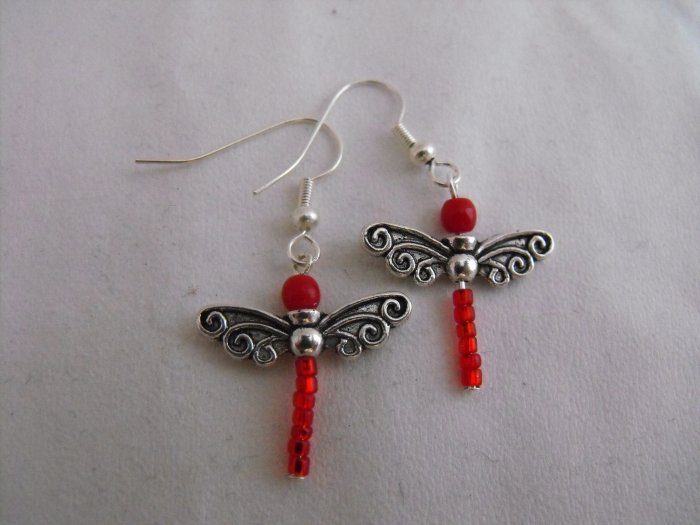 Red Dragonfly Earrings