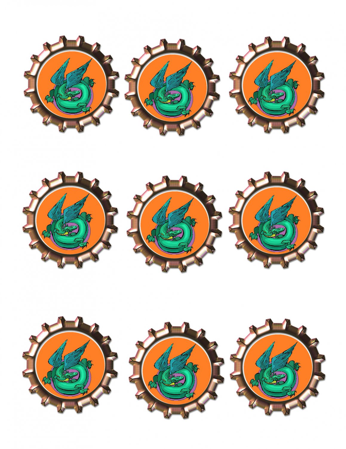 Dragon Bottlecap2 -Download-ClipArt-ArtClip-Bottle Cap-Digital