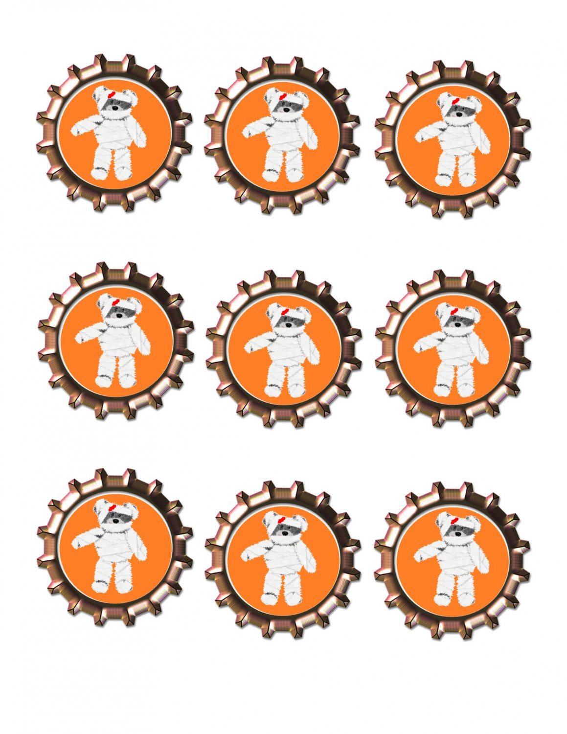Mummy Bear Bottlecap -Download-ClipArt-ArtClip-Bottle Cap-Digital