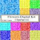 Flower Square Digital Kit-Digtial Paper-Art Clip-Gift Tag-Jewelry-Scrapbook-Earring-background.