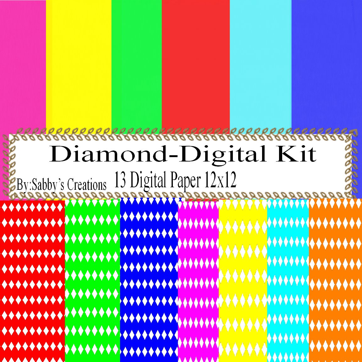 Diamond Digital Kit-Digtial Paper-Art Clip-Gift Tag-Jewelry-T shirt