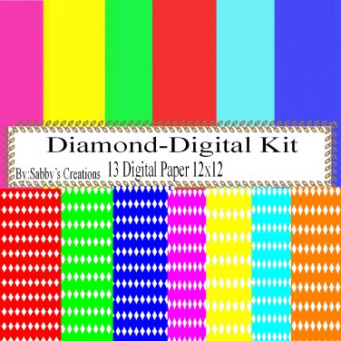 Diamond Digital Kit-Digtial Paper-Art Clip-Gift Tag-Jewelry-T shirt