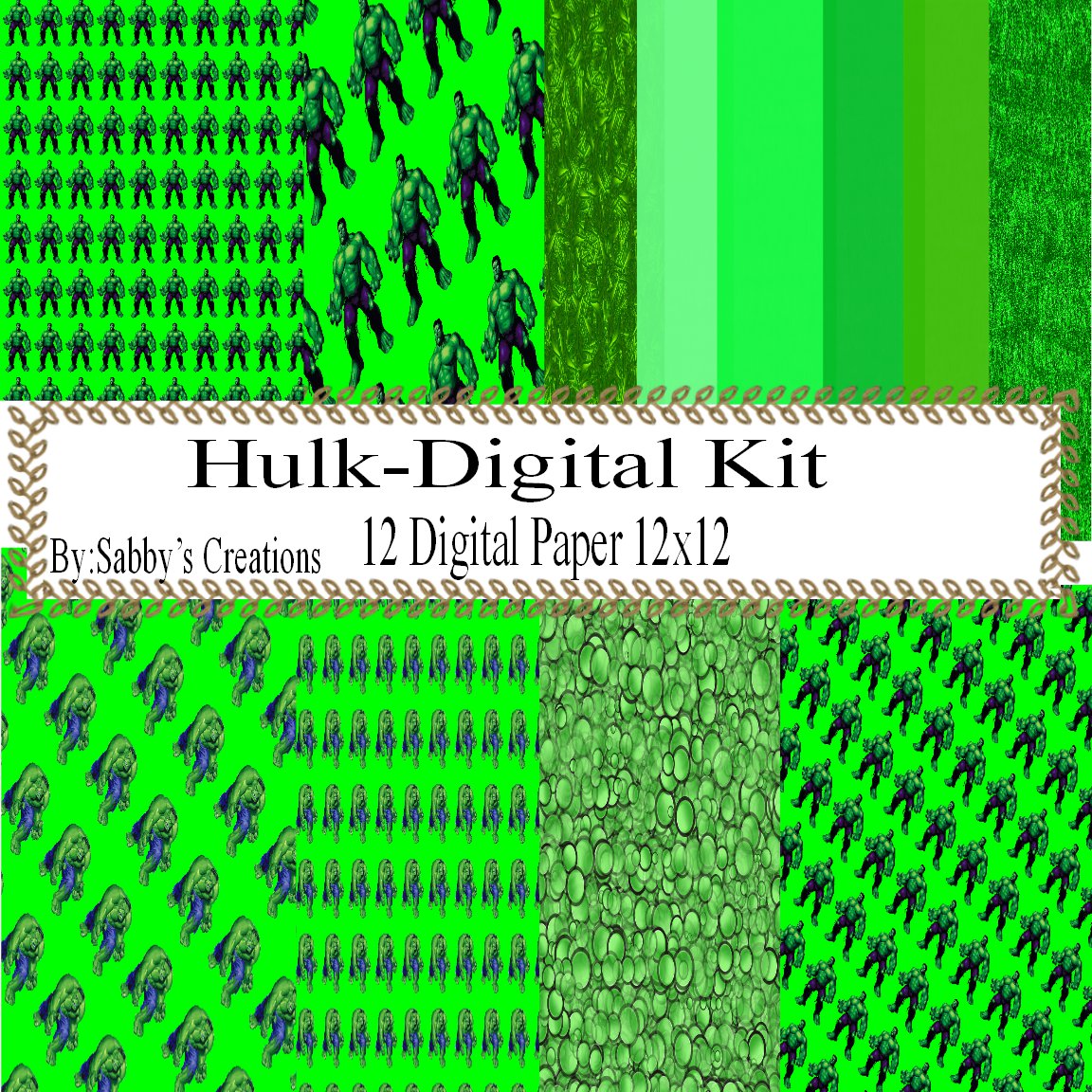 Hulk Digital Kit-Digtial Paper-Art Clip-Gift Tag-Jewelry-T shirt-Notebook