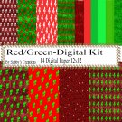 Red/Green Digital Kit-Digtial Paper-Party-Gift Tag-Jewelry-T shirt-Balloons-Scrapbook