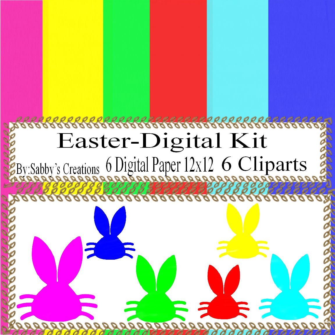 Easter Digital Kit j-Digtial Paper-Egg-Bunny-Art Clip-Gift Tag-Jewelry-T shirt